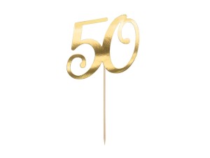 PartyDeco Topper na Tort CYFRA 50 Złota 20,5cm