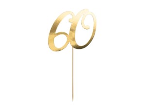 PartyDeco Topper Na Tort Cyfra 60 Złota 21cm