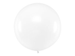 PartyDeco Balon Okrągły 1m Pastel Clear Biały