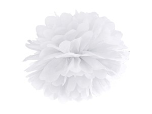 PartyDeco Pompon Papierowy Biały 25cm 