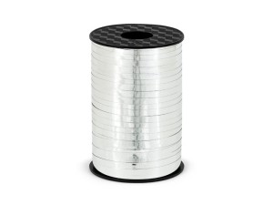 PartyDeco Wstążka plastikowa SREBRNA 5mm/225m