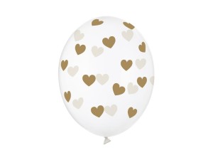 PartyDeco Balony 30cm serduszka Crystal Clear 1 opakowanie 6 szt