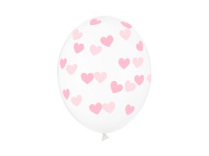 PartyDeco Balony 30cm  Transparentne w Serduszka  1 opakowanie  50 szt