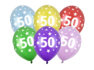 PartyDeco Balony 30cm CYFRA 50 Mix Kolorów Metallic 50 szt