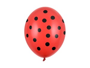 PartyDeco Balony 30cm KROPKI pastel poppy red CZERWONE 50 szt