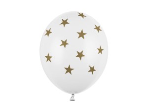 PartyDeco Balony 30cm GWIAZDKI pastel pure BIAŁE 6 szt