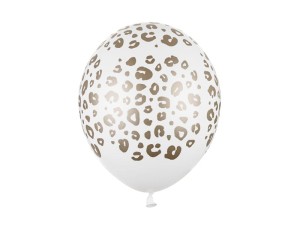 PartyDeco Balony 30 cm  GLAMOUR Cętki Pure White 50 szt