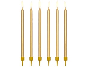 PartyDeco Świeczki urodzinowe  ZŁOTE Gładkie  12,5cm / 12 szt