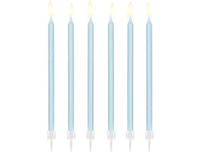 PartyDeco Świeczki urodzinowe Jasny NIEBIESKI gładkie 14cm / 12 szt