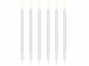 PartyDeco Świeczki urodzinowe BIAŁE Gładkie 14cm / 12 szt