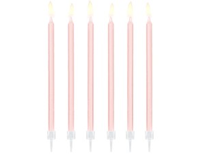 PartyDeco Świeczki urodzinowe  Jasny RÓŻOWY gładkie14cm / 12 szt