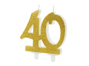 PartyDeco Świeczka urodzinowa LICZBA 40 ZŁOTA 7,5cm