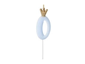 PartyDeco Świeczka Urodzinowa CYFRA 0 Jasny NIEBIESKI 9,5cm