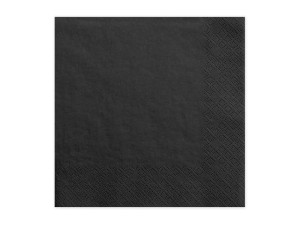 PartyDeco Serwetki Trójwarstwowe Czarne 33x33cm 1 op/20 szt