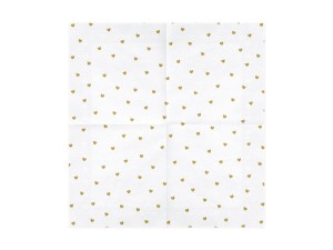 PartyDeco Serwetki Białe Złote SERCA 33x33cm 1 op/20 szt