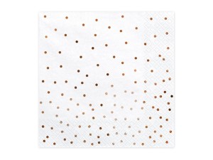 PartyDeco Serwetki Białe w Złote Kropki 33x33cm 1 op/20 szt