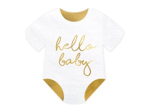PartyDeco Serwetki ŚPIOSZKI  Hello Baby Białe 16x16cm 1 op / 20 szt