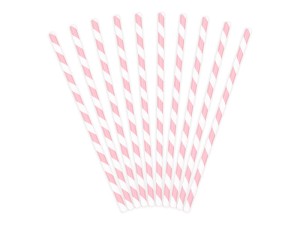 PartyDeco Słomki Papierowe JASNY RóŻ 19,5cm / 10 szt