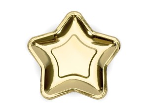 PartyDeco Talerzyki Papierowe GWIAZDKA Zloty 23cm / 6 szt