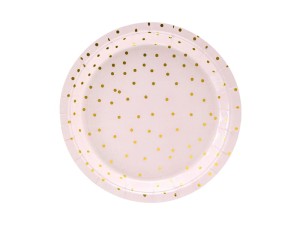 PartyDeco Talerzyki Papierowe w  Kropki Jasny Róż 18cm/6 szt