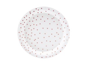 PartyDeco Talerzyki Papierowe Białe w Kropki 18cm /  6 szt