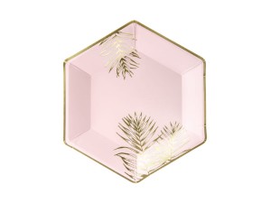PartyDeco Talerzyki LIŚCIE Jasny różowy 23cm/6 szt