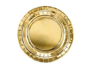 PartyDeco Talerzyki Papierowe Złoty 18cm / 6 szt