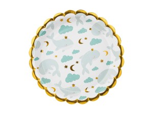 PartyDeco Talerzyki Papierowe WIELORYBY 18 cm / 6 szt