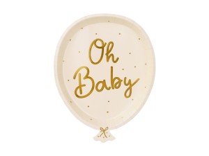 PartyDeco Talerzyki Papierowe OH BABY  17,5x22 cm / 6 szt