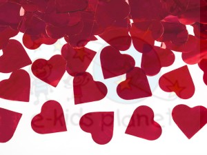 PartyDeco Tuba z Konfetti SERCE Czerwone 40cm