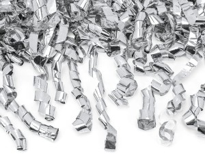 PartyDeco Tuba z Konfetti  Serpentyny Srebrne 40cm