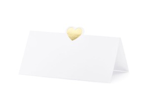 PartyDeco Wizytówki Winietki na stół ZŁOTE SERCE 10x5cm 1 op / 10 szt