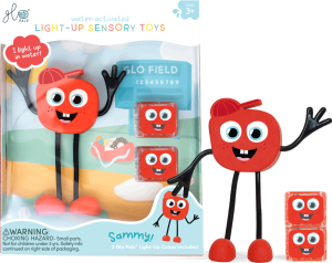 Glo Pals, Postać do kąpieli Sammy - zestaw z dwiema kostkami sensorycznymi świecącymi w wodzie