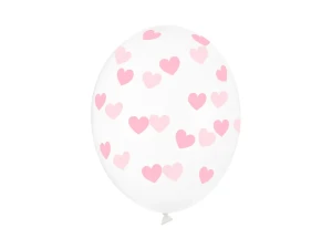 PartyDeco Balony 30cm Serduszka  Crystal Clear 1op/6szt