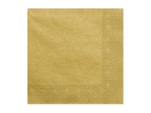 PartyDeco Serwetki Trójwarstwowe Złote 33x33cm 1op /20szt
