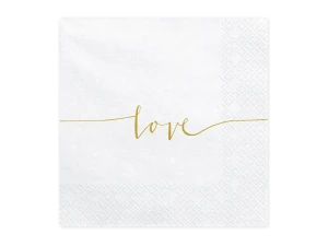 PartyDeco Serwetki Love Złote 33x33cm 1op/20szt