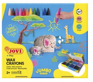 Kredki świecowe trójkątne 12 kolorów JOVI 300 sztuk 