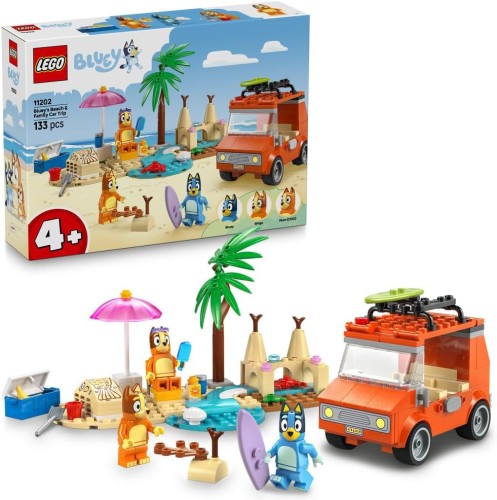 LEGO Bluey Blue i rodzinna wycieczka samochodem, zabawka dla dziecka z autkiem do zbudowania, zestaw klocków dla 4-latka z minifigurkami, prezent dla dziewczynki i chłopca, dla przedszkolaka 11202.jpg
