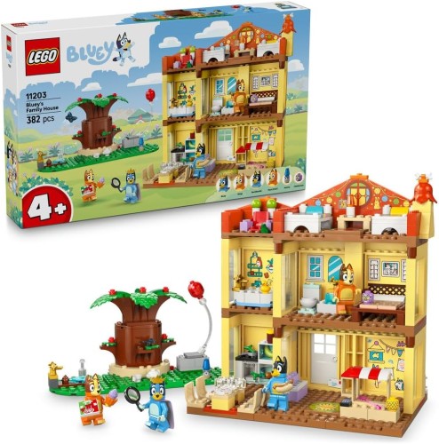LEGO Bluey Dom rodzinny Blue, zabawka do odgrywania ról dla dzieci, zestaw klocków dla 4-latka z minifigurkami postaci z serialu, pomysł na prezent dla dziewczynki i chłopca, dla przedszkolaka 11203.jpg