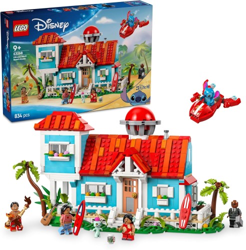 LEGO ǀ Disney Domek na plaży Lilo i Stitcha, Zabawka Konstrukcyjna dla Dziecka, dla 9-latka i Starszych Fanów Disneya, Prezent dla Dziewczynki i Chłopca, Zestaw z Filmu z 5 Minifigurkami 43268.jpg