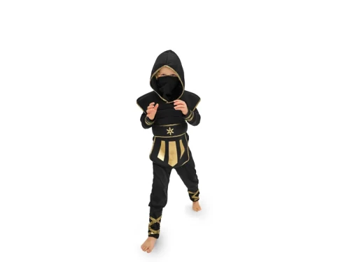 Strój Ninja, czarny, rozmiar 96-116 cm – kostium, przebranie na Halloween i Bal Przebierańców