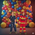 Strój Strażak, czerwony, rozmiar 96-116 cm – Przebranie, kostium na Halloween i Bal Karnawałowy!