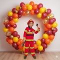 Strój Strażak, czerwony, rozmiar 116-128 cm – kostium, przebranie na Halloween i Bal Przebierańców