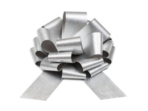 Party Deco Kokarda dekoracyjna DIY srebrna 30 cm – dekoracja