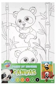 GRAFIX Malowanie po numerach na płótnie + farbki - Panda