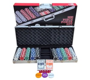 Poker zestaw 300 żetonów DICE karty kości walizka aluminiowa