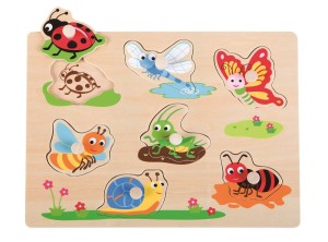 Lelin Drewniana Układanka z Uchwytami Robaczki
